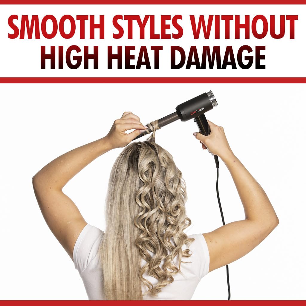 CHI Lava Curl Shot on vanity demonstrates quick styling routines for busy mornings