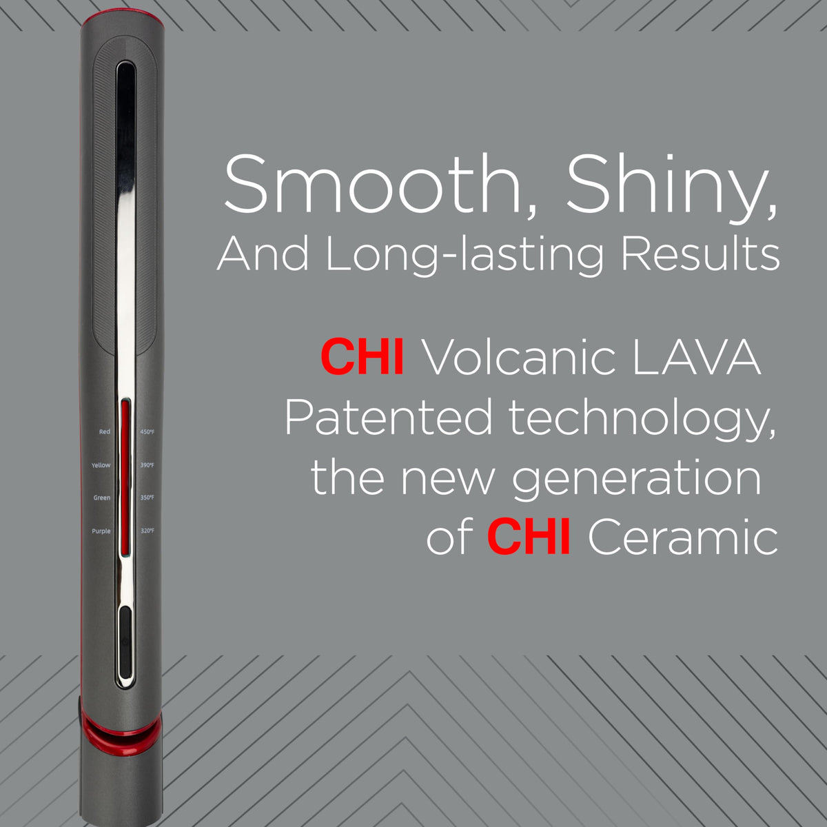 CHI Lava Glide ceramic heater heats quickly for efficient styling sessions.