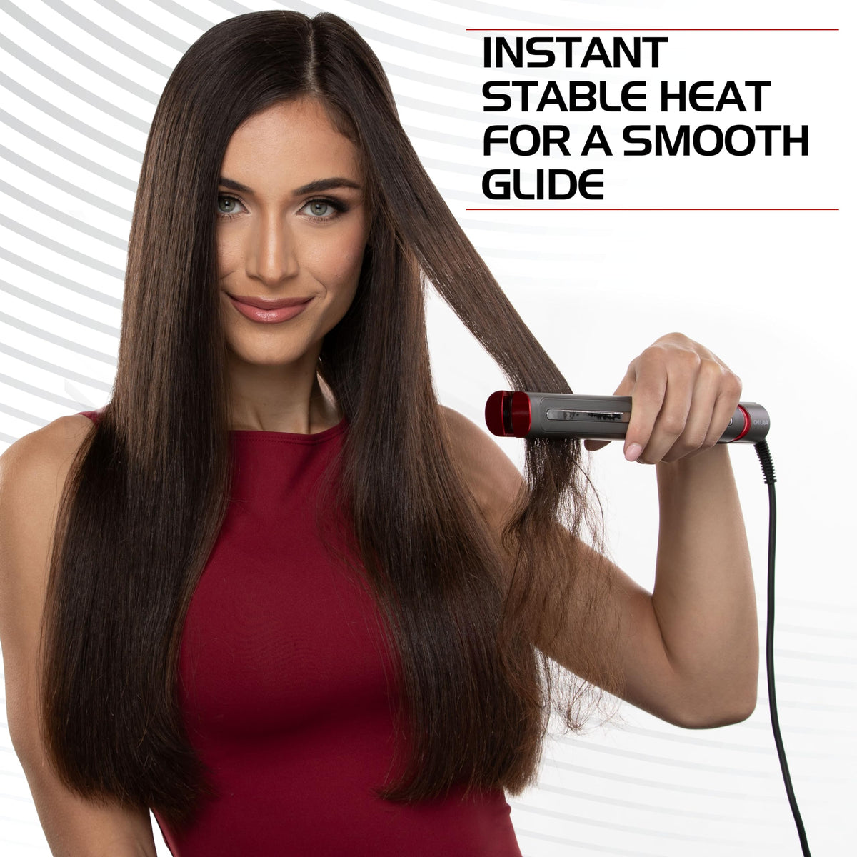 CHI Lava Glide aids sectioning hair for precise, even straightening.