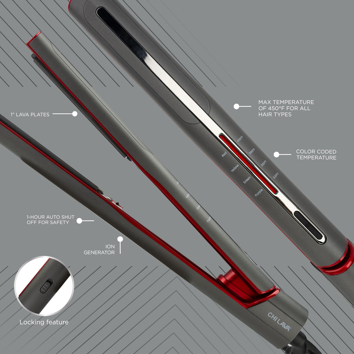 CHI Lava Glide ion generator reduces frizz for a sleek finish.