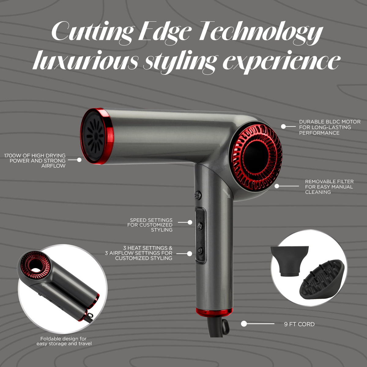 CHI Lava ionic generator reduces frizz for smoother, shinier hair.