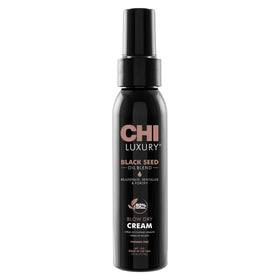 CHI Luxury Black Seed Oil Blow Dry Cream bottle glows with frizz control and shine.