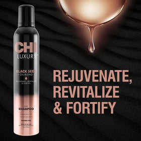 CHI Luxury Black Seed Oil Dry Shampoo application on scalp boosts lift and freshness