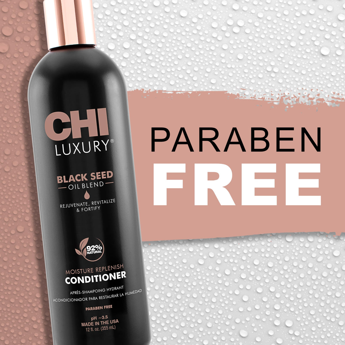CHI Luxury Black Seed Oil Moisture Replenish Conditioner after use on hair with healthy shine.