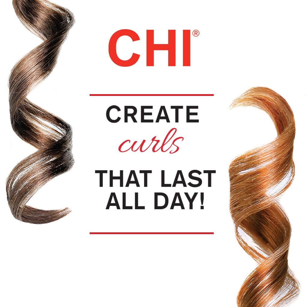 CHI curling iron with non-slip handle ensures secure grip during styling.