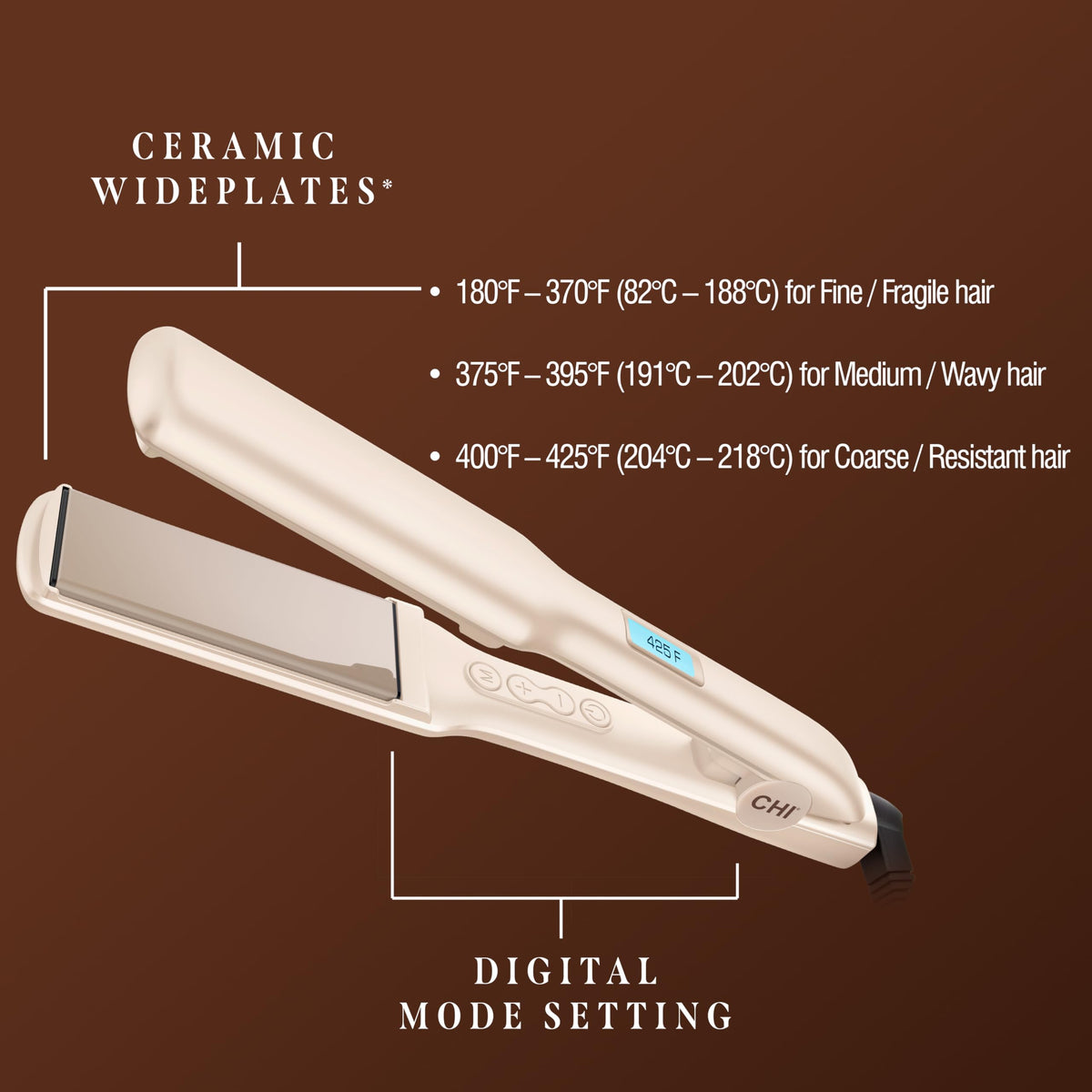 CHI Original Digital temperature display enables precise heat control