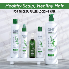 CHI PowerPlus renewing kit botanicals closeup highlights nettle and red clover