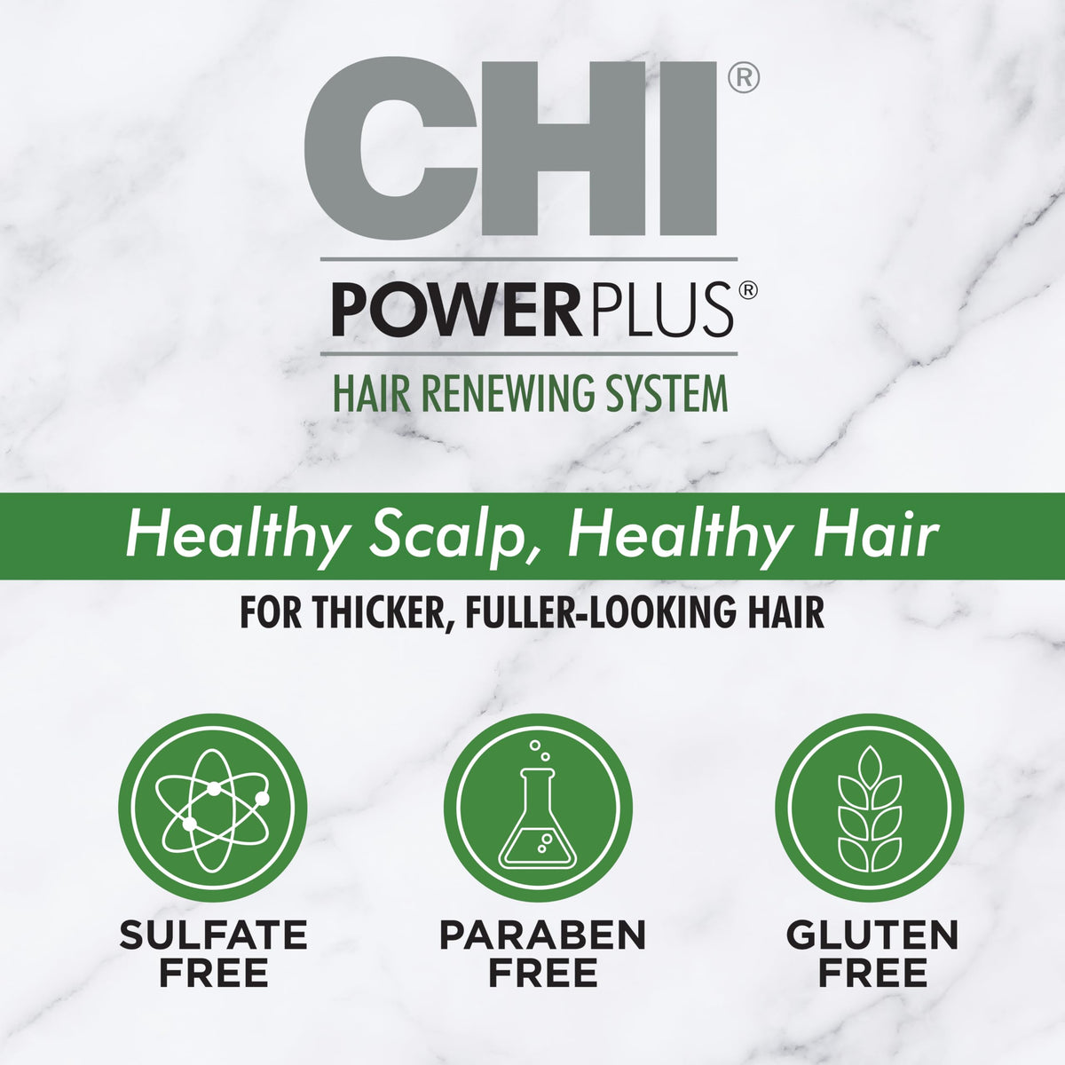 CHI PowerPlus renewing kit dense hair appearance suggests fuller look