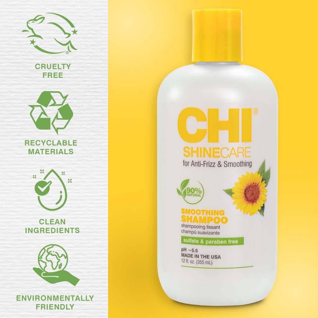 CHI ShineCare Smoothing Shampoo lather close-up highlighting cleansing action.