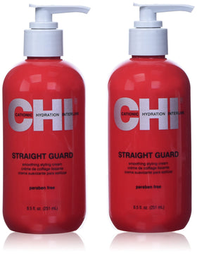 CHI Straight Guard bottle front view showing frizz-control formula for sleek styling.