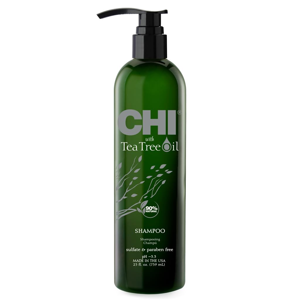 CHI Tea Tree Shampoo bottle front showing branding and refreshing cleansing cue.