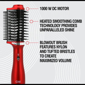 CHI Volume Styler heated comb smoothing for a sleek, glossy finish.