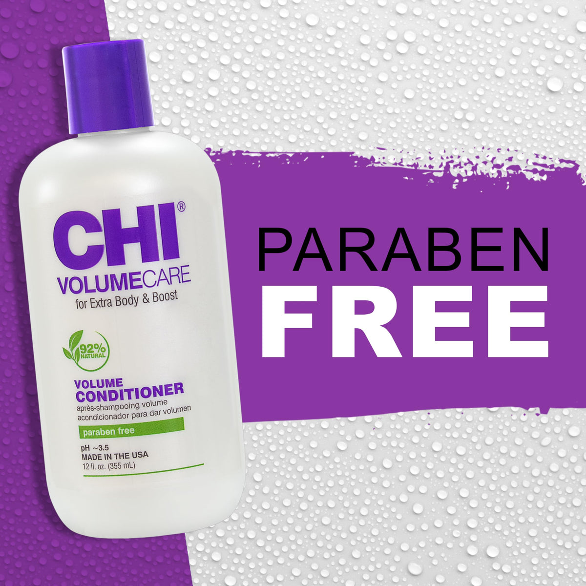 CHI VolumeCare conditioner hair shine closeup shows soft, touchable finish without weigh-down