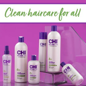 CHI VolumeCare volumizing conditioner pump-dispense demonstrates easy application and quick coverage for fine hair