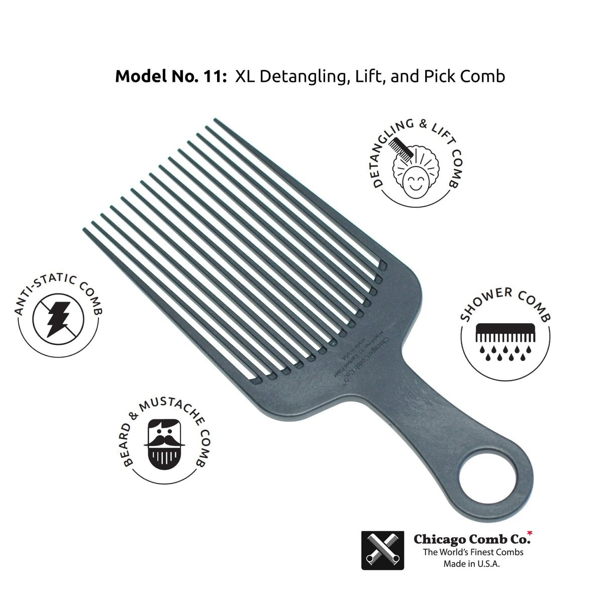 Chicago Comb Model 11 hanging hole design for storage.
