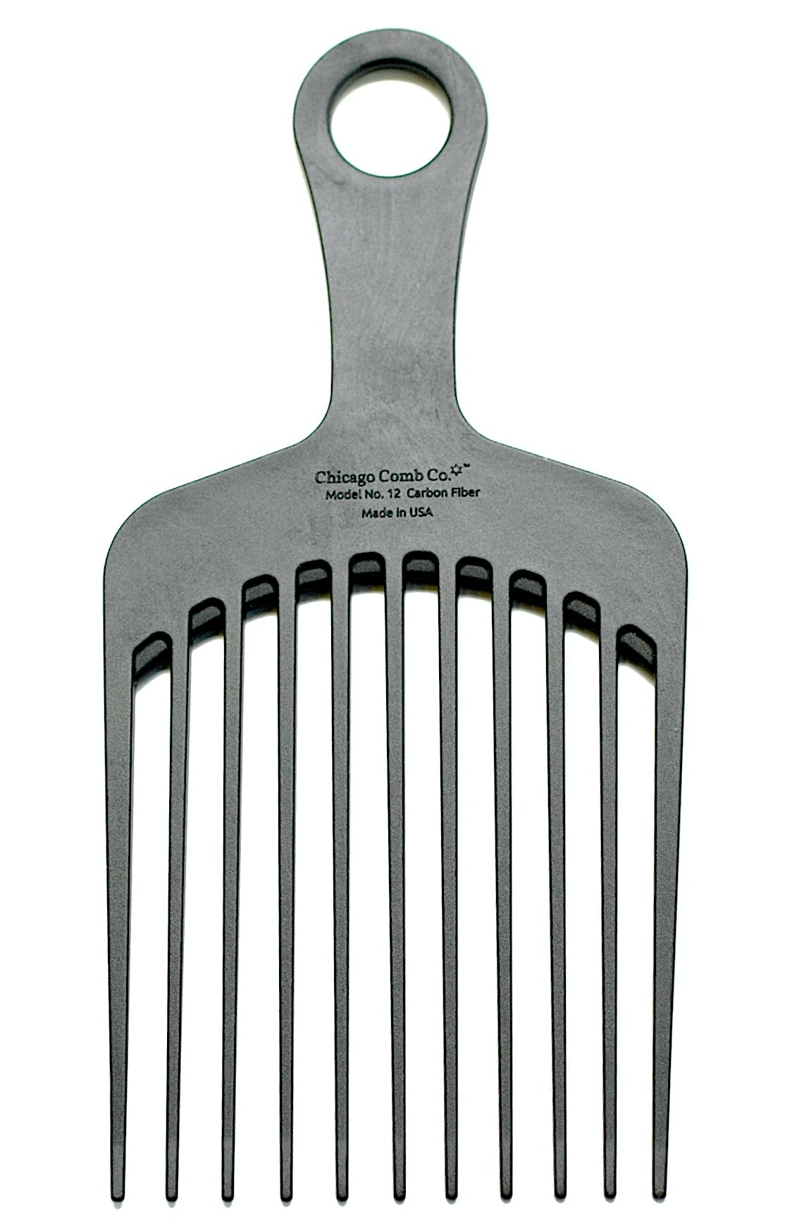Chicago Comb Model 12 carbon fiber XL detangling pick ideal for long hair detangling