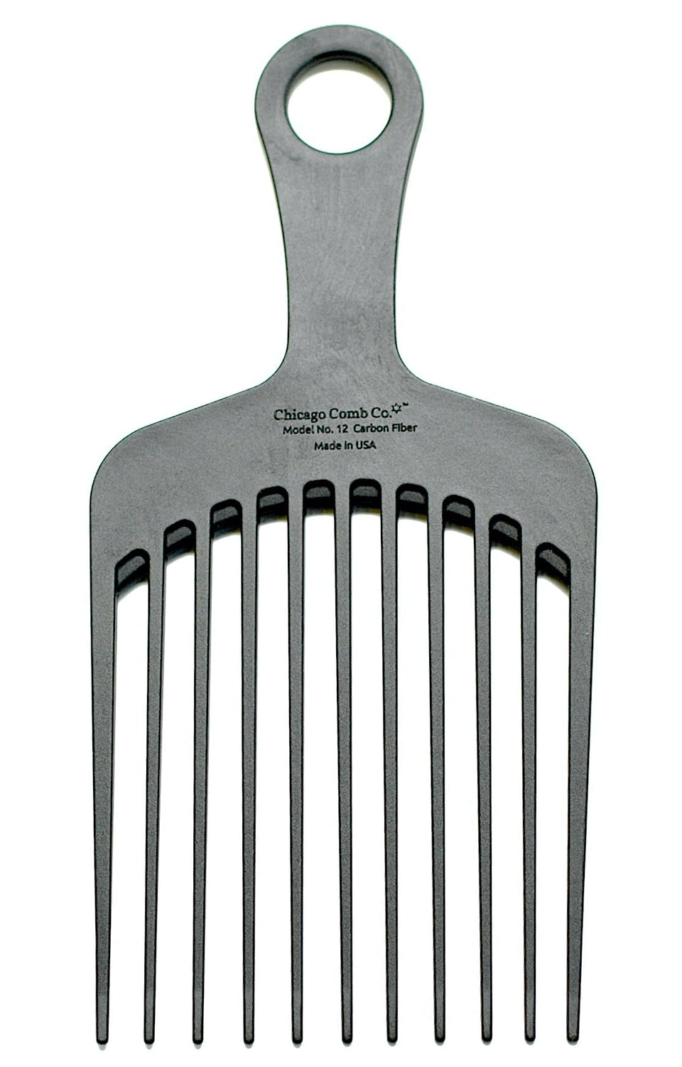Chicago Comb Model 12 carbon fiber XL detangling pick ideal for long hair detangling