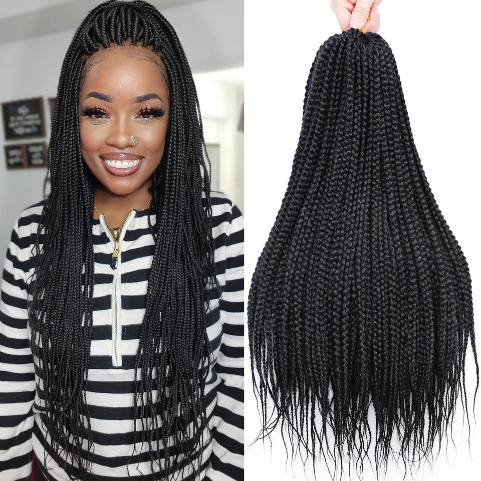 Chicmoi box braids 20 inch prelooped close-up with realistic shine for natural look.