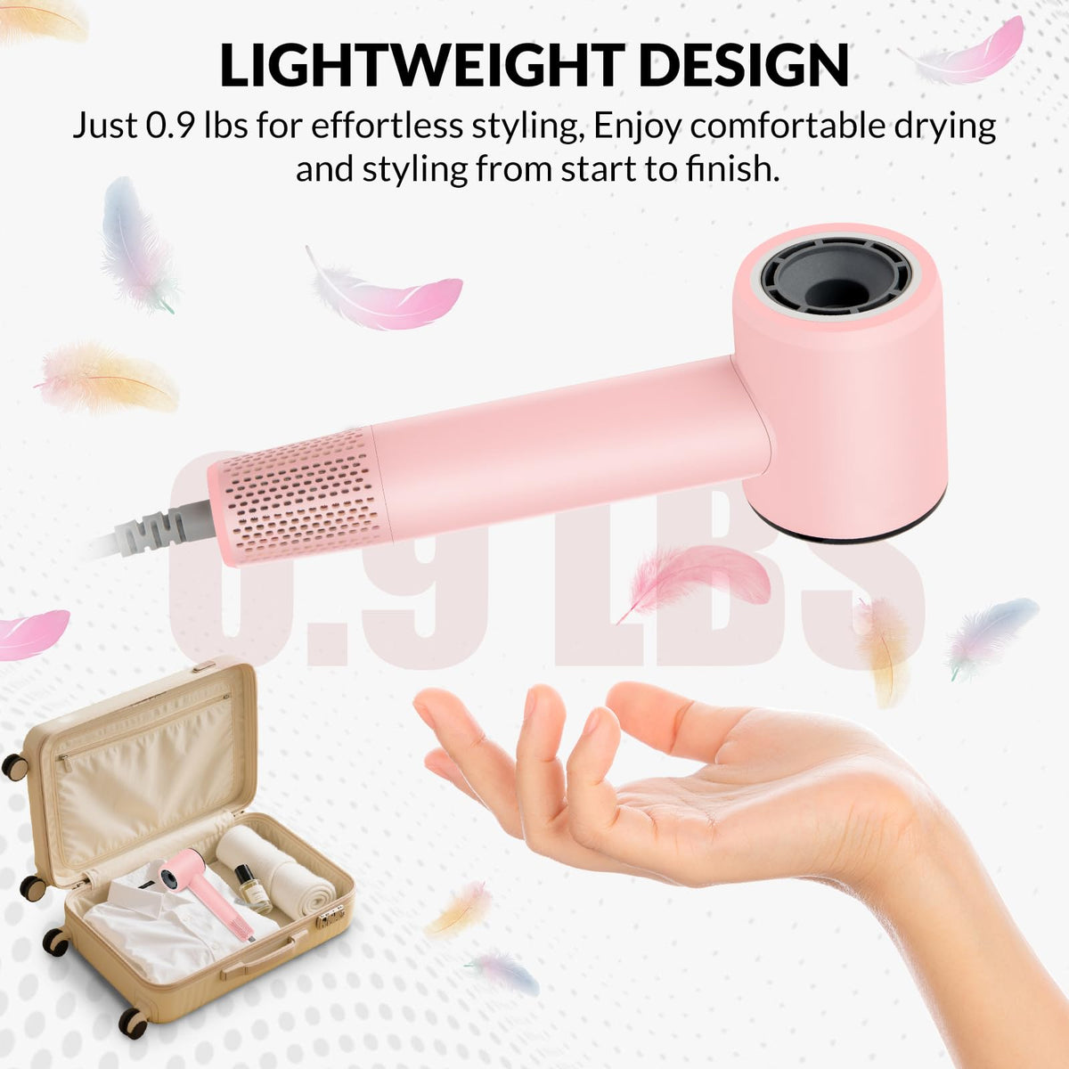 Chignon removable air filter keeps the dryer clean and performing at peak.