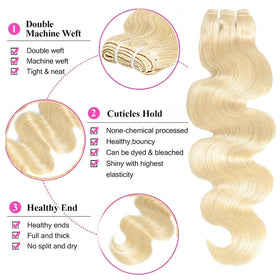 Chikamlty 613 blonde bundle body wave shows natural texture.