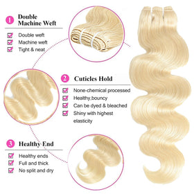 Chikamlty 613 blonde bundle close-up reveals soft, silky texture for versatile styling