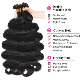 Chikamlty Brazilian virgin hair bundle weft for durable seamless styling