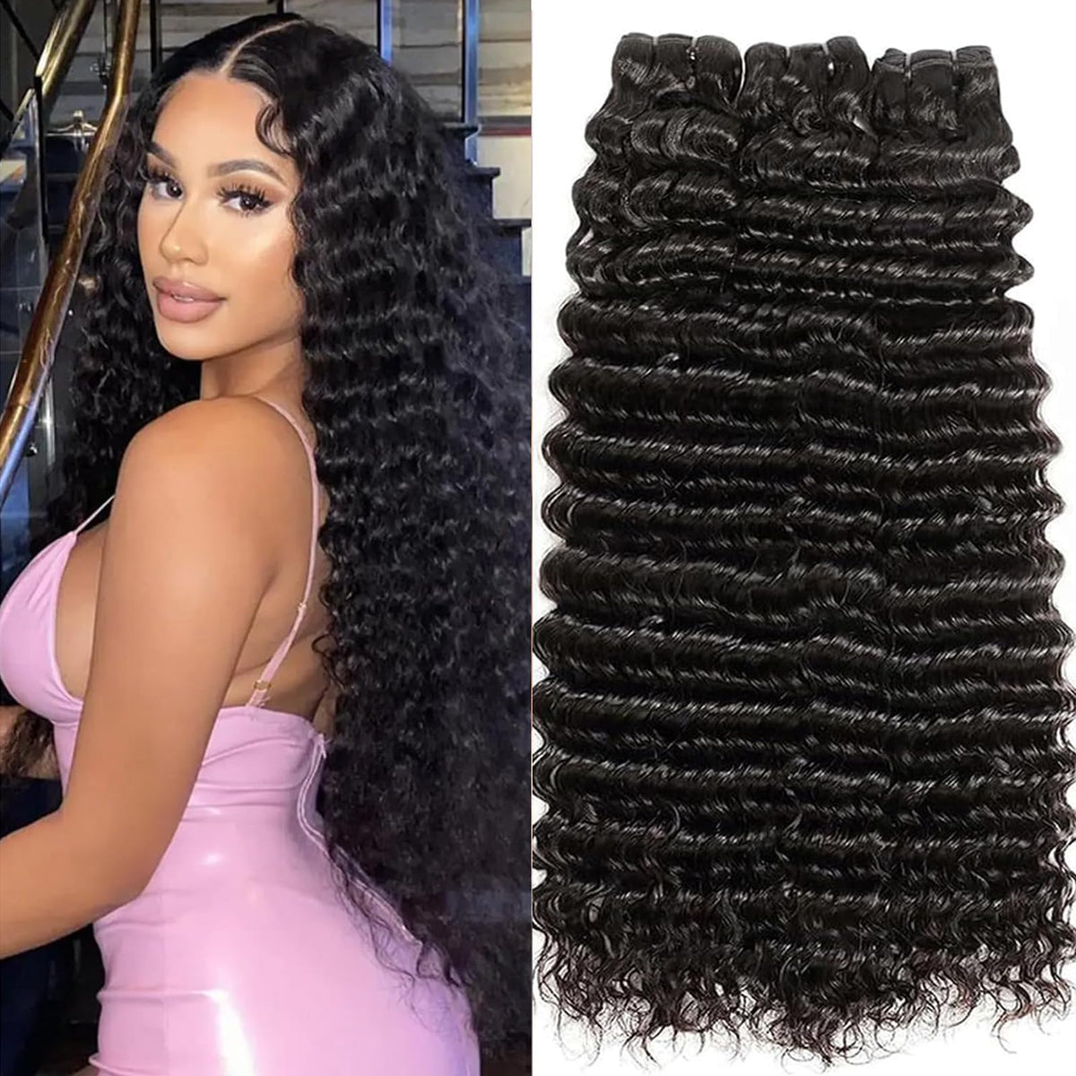 Chikamlty Deep Wave 16inch bundle weft for natural blend and fullness.