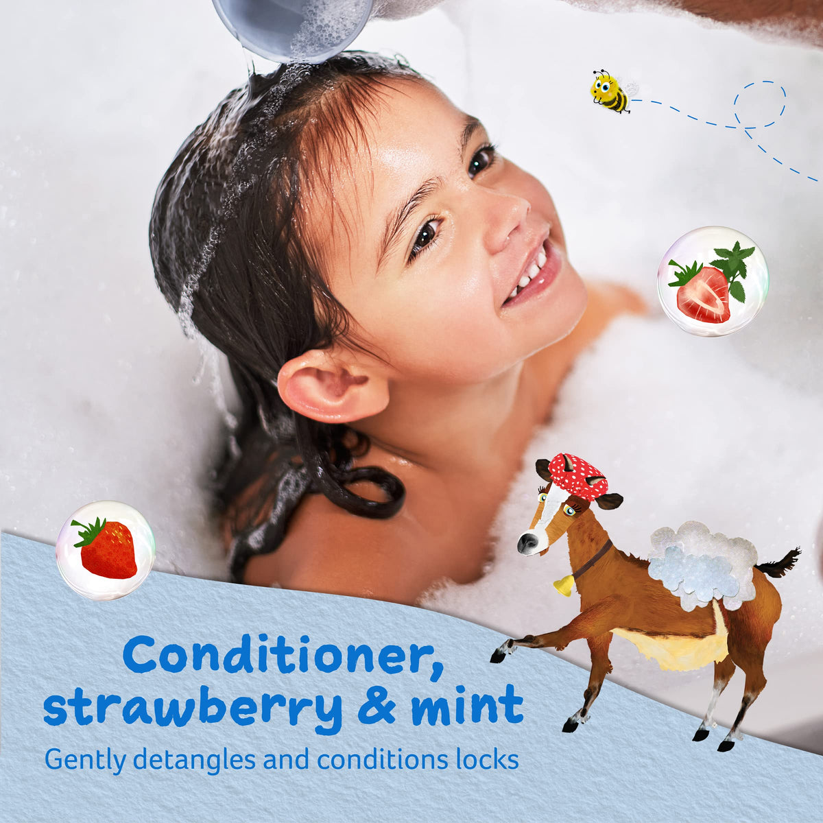 Childs Farm conditioner natural origin ingredients support gentle care for sensitive hair.