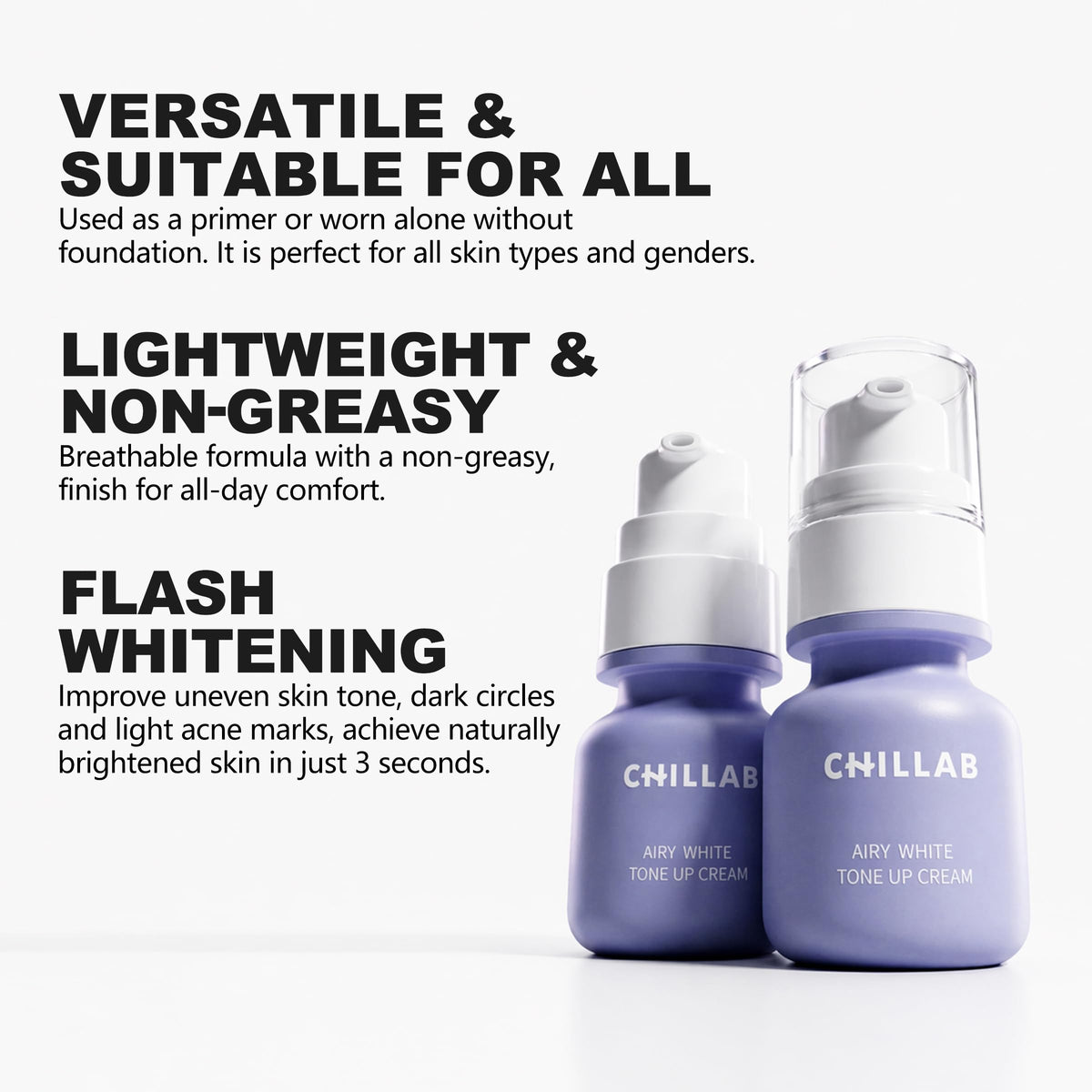 Chillab Airy White Tone-Up Cream being blended as primer for even tone.