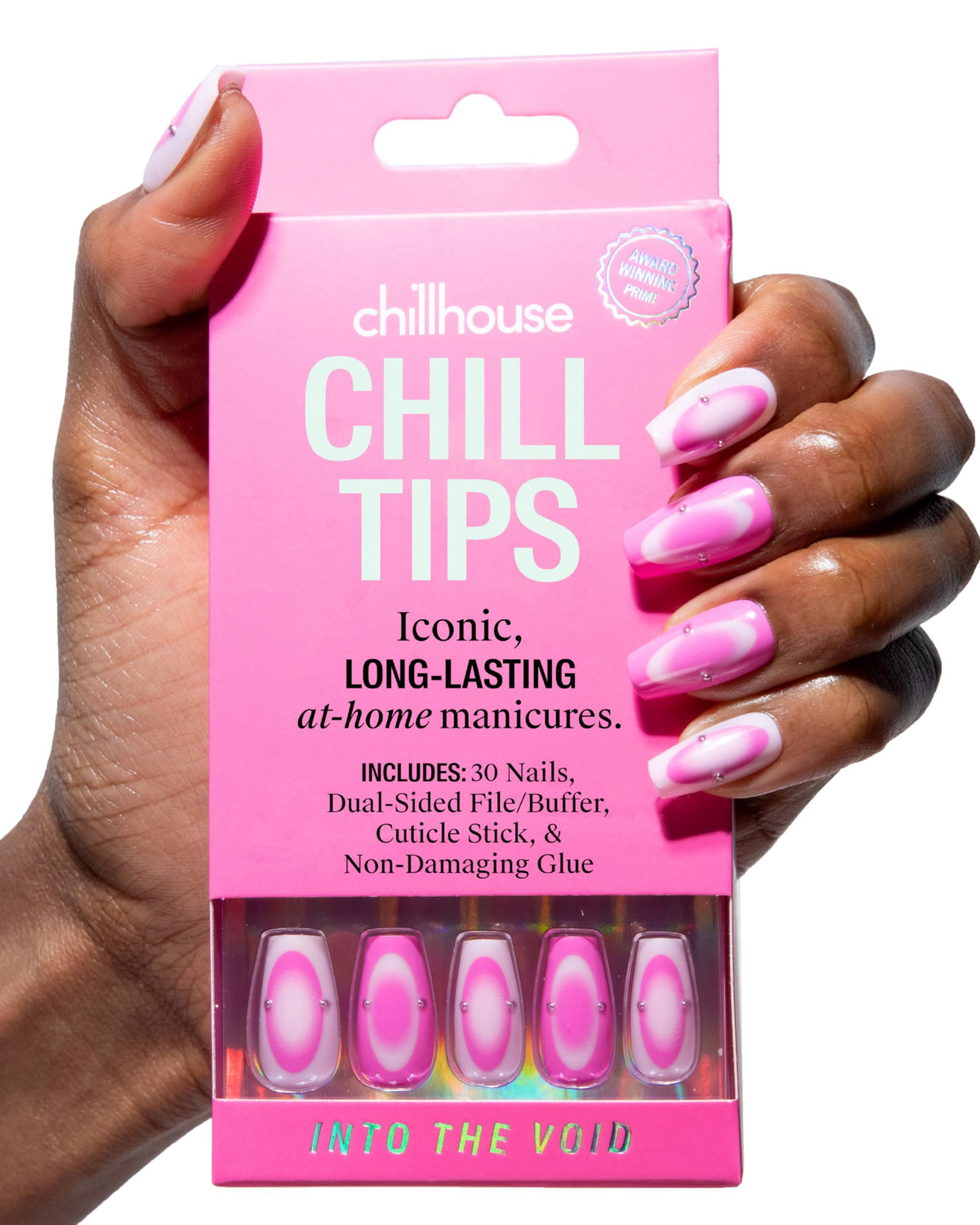 Chillhouse Chill Tips Into the Void square tips for a bold, long-lasting manicure