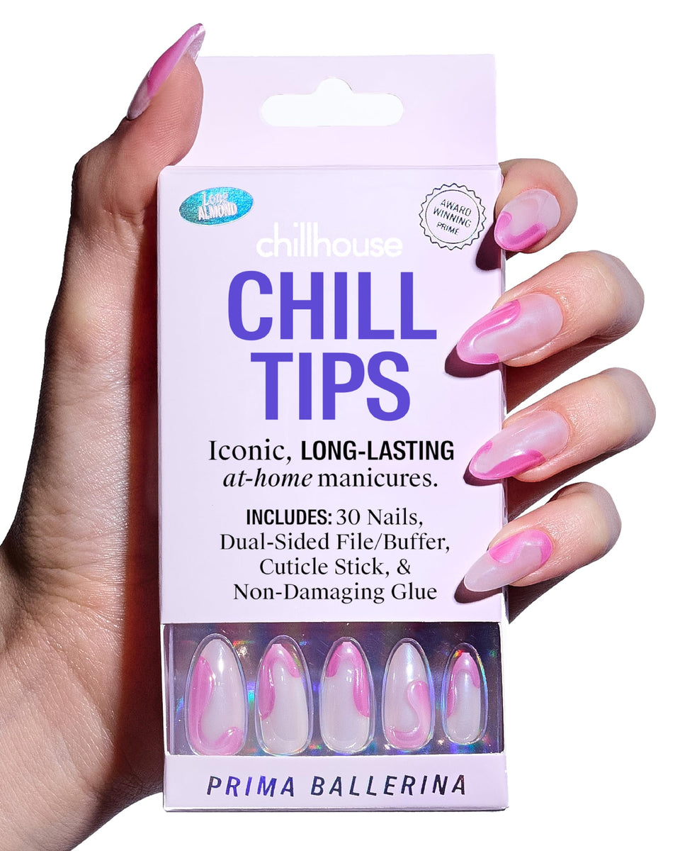 Chillhouse Chill Tips Prima Ballerina almond-tip set for versatile manicure looks.