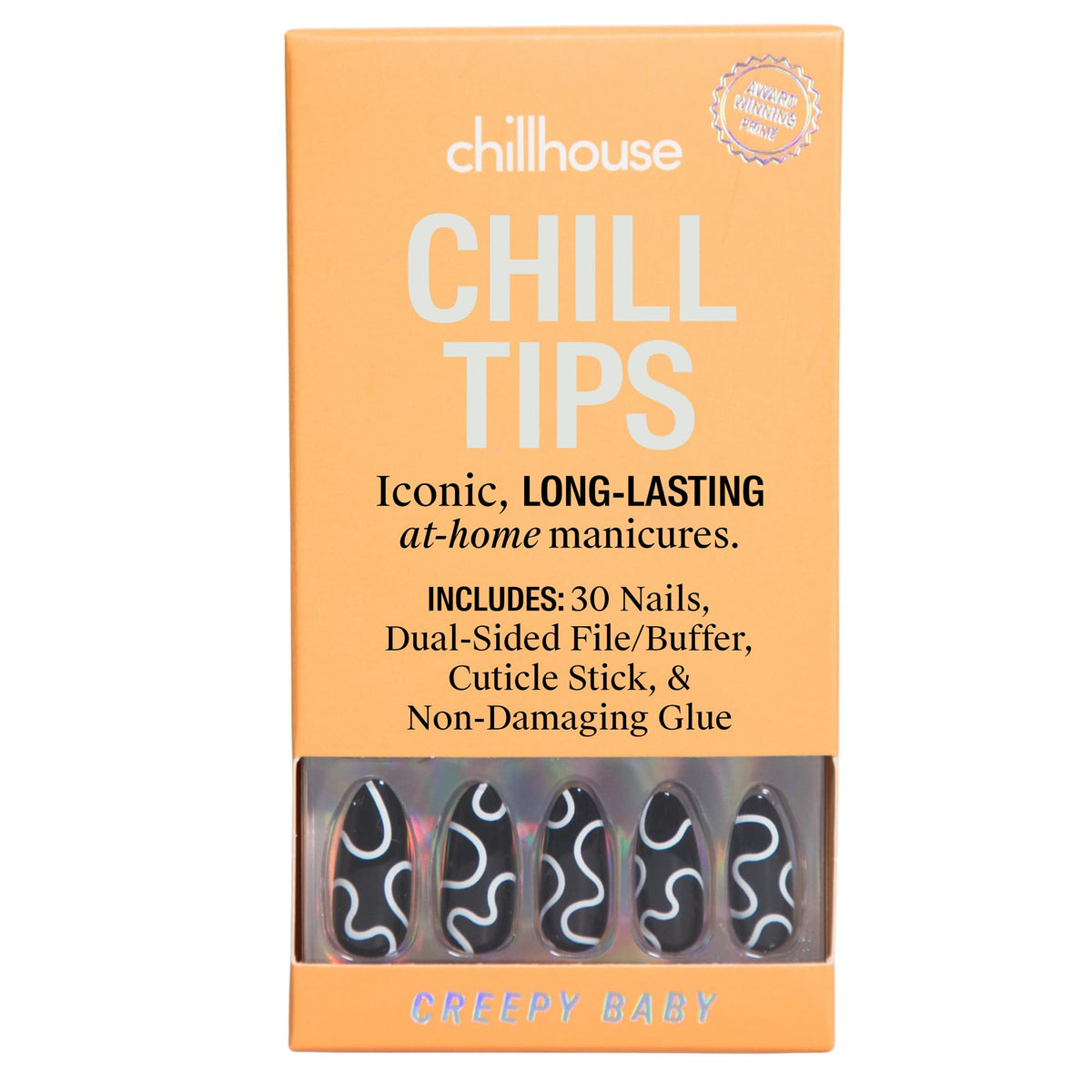 Chillhouse Creepy Baby almond tips with 30 shapes for versatile at-home manicures