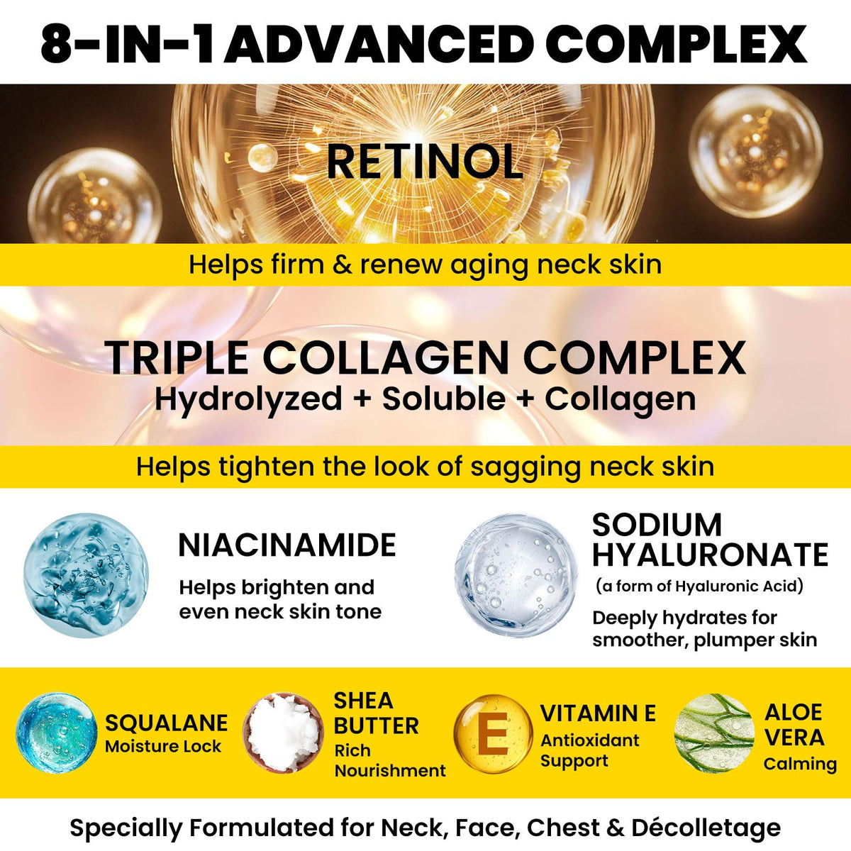 Chillihaer 8-in-1 neck firming cream texture closeup highlights lightweight, fast-absorbing formula