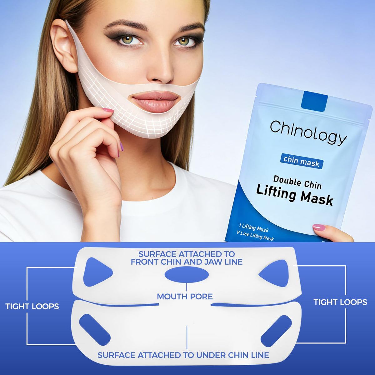 Chinology neck tightening mask used around the neck and jawline