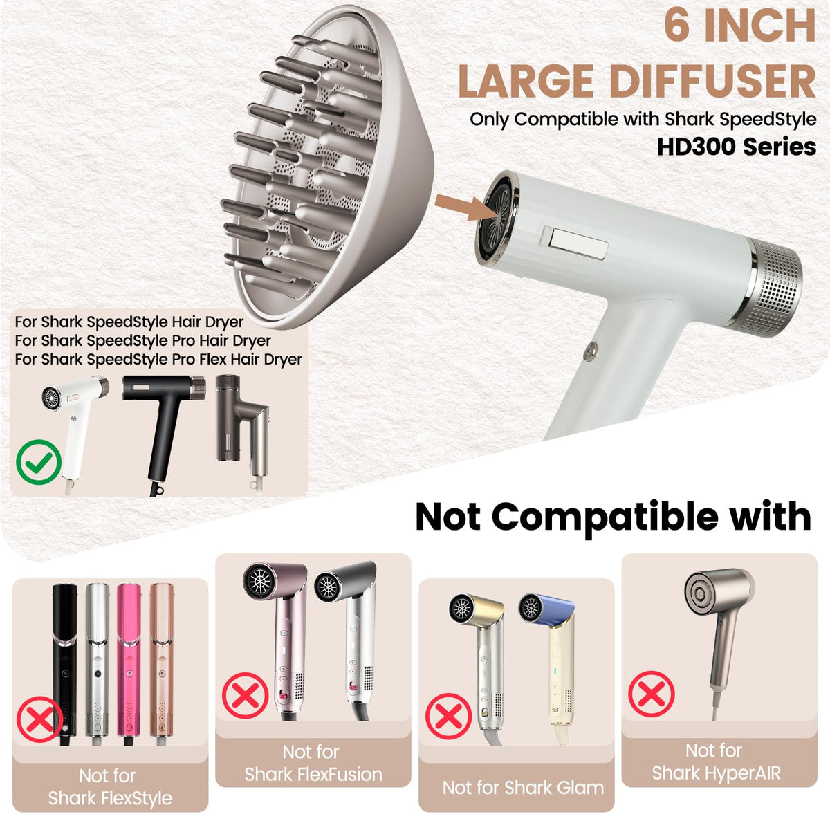 Chivixe diffuser compatible with Shark SpeedStyle models for tailored styling.