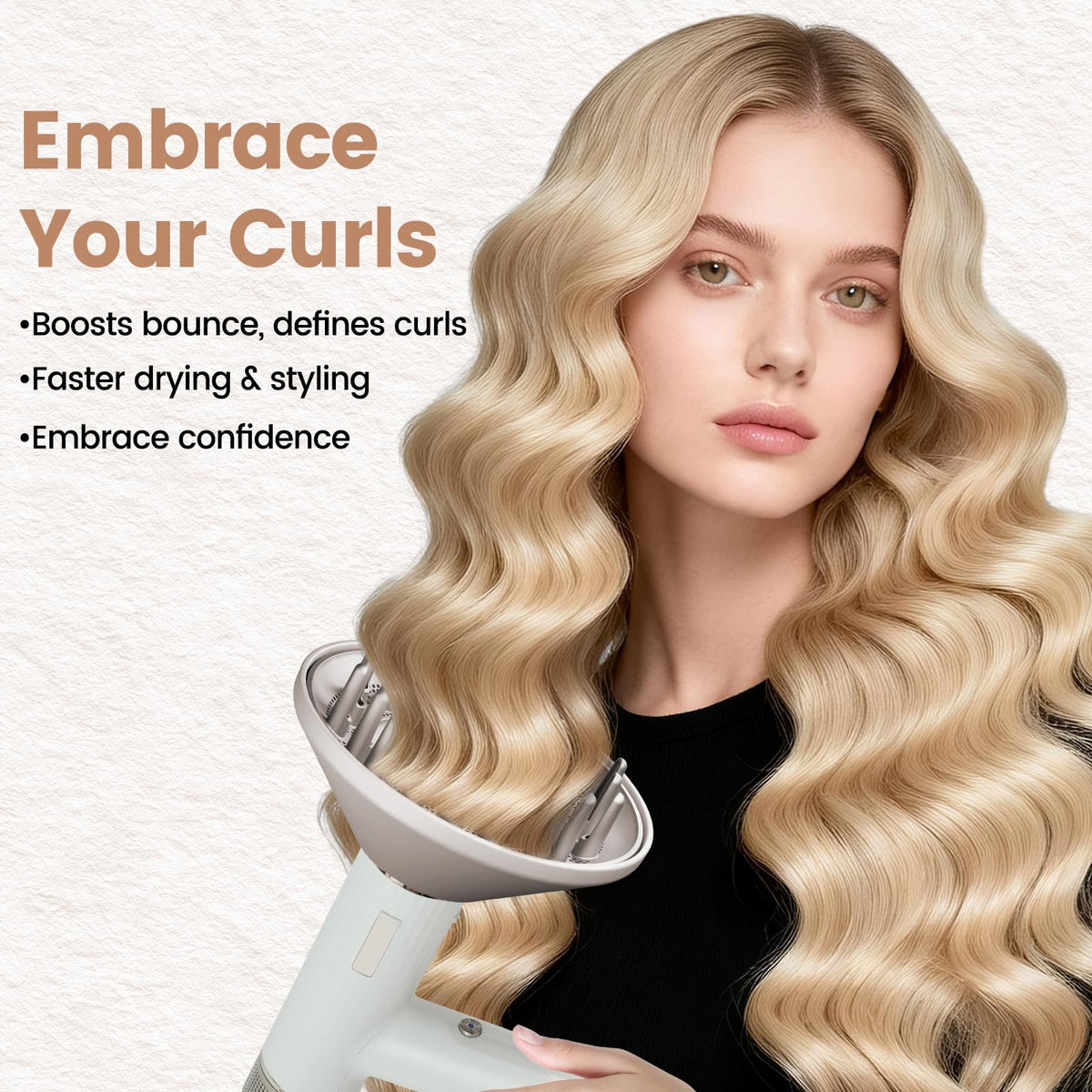 Chivixe diffuser promotes even drying with no heat damage.