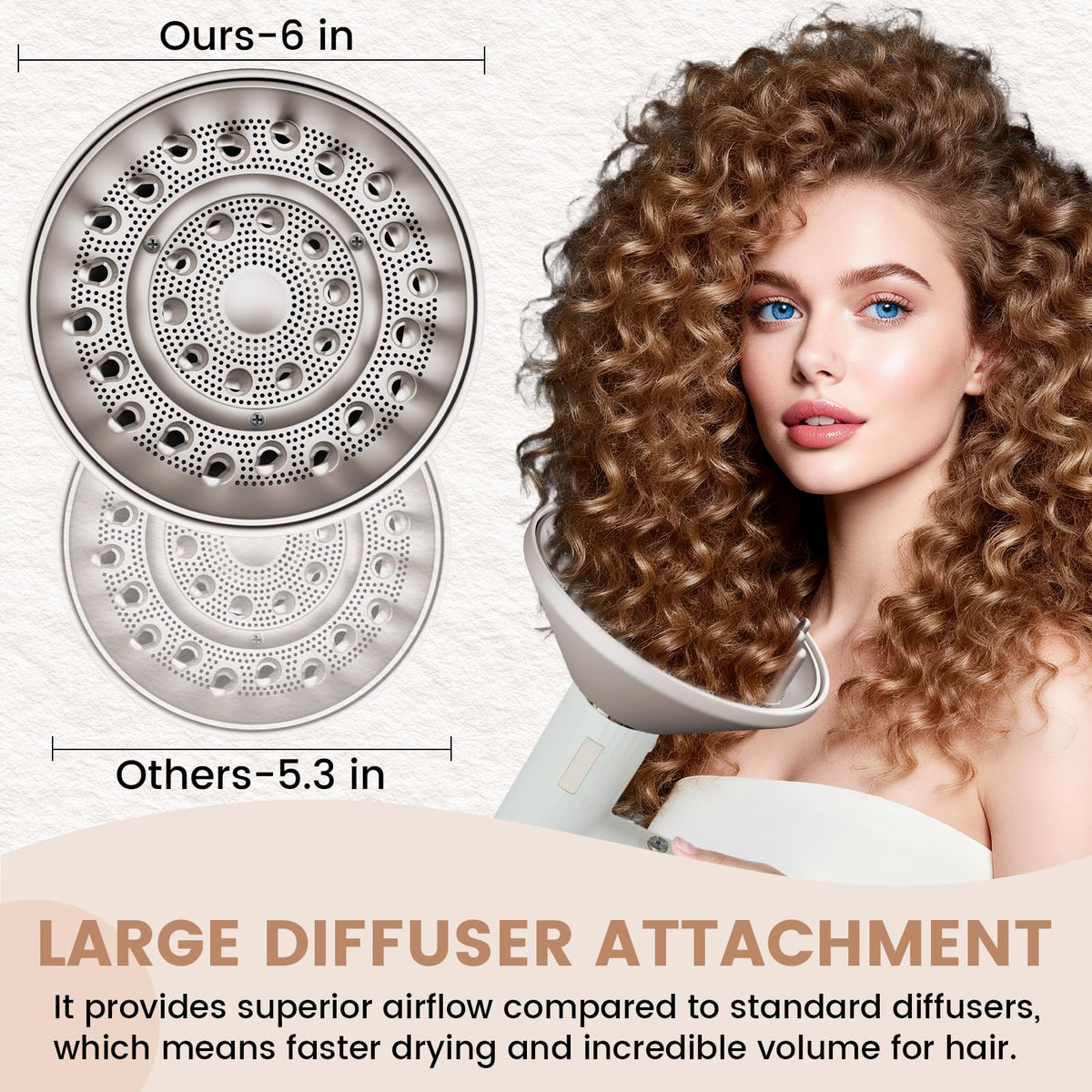 Chivixe six-inch diffuser delivering quicker drying and defined waves.