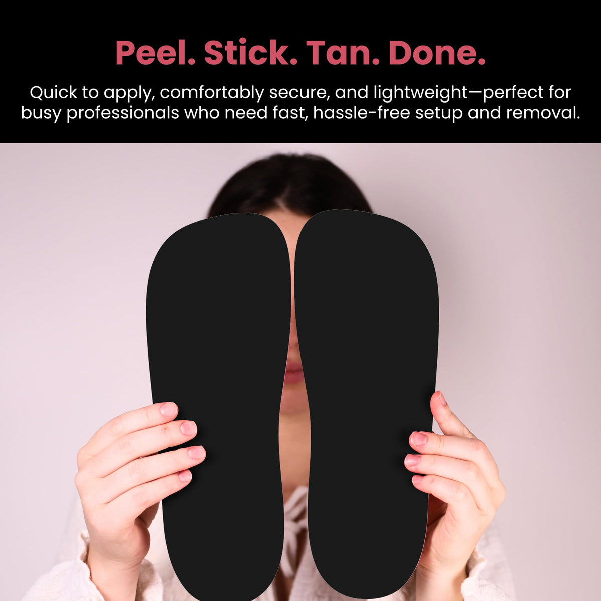 Black CHNELSS feet pads blend with salon setups and minimize visibility.