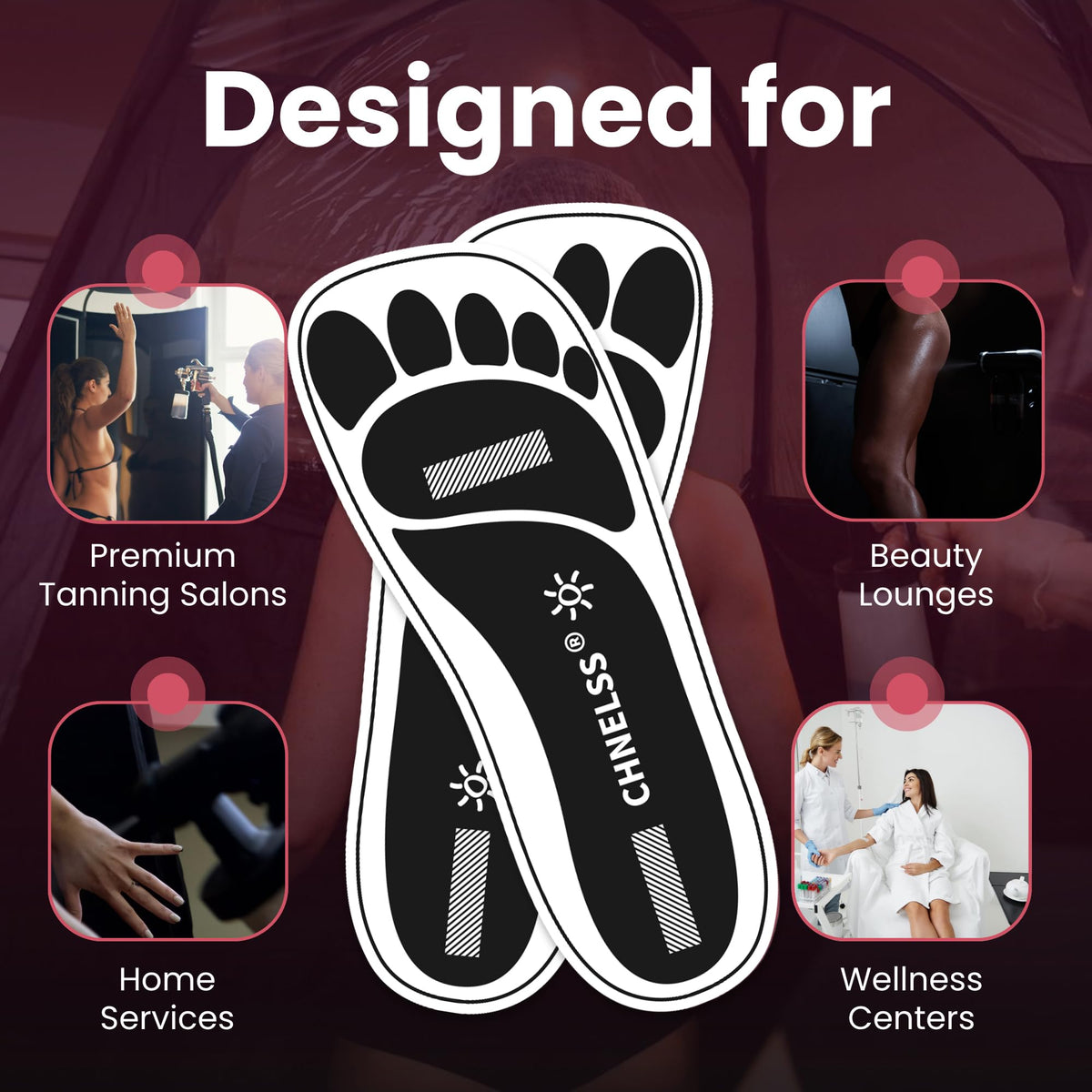 CHNELSS comfortable feet pads easy to wear during tanning sessions.