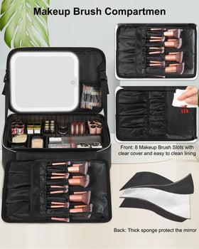 Chomeiu makeup bag interior with adjustable dividers and brush slots
