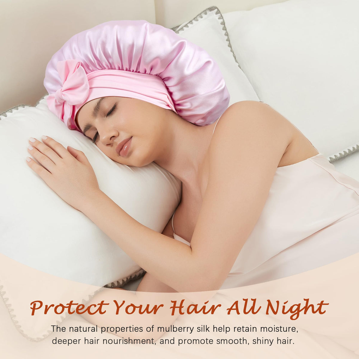 Choshion double-layer silk bonnet interior space for long hair or braids