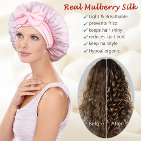 Choshion large silk bonnet fits most heads with ample room for curls