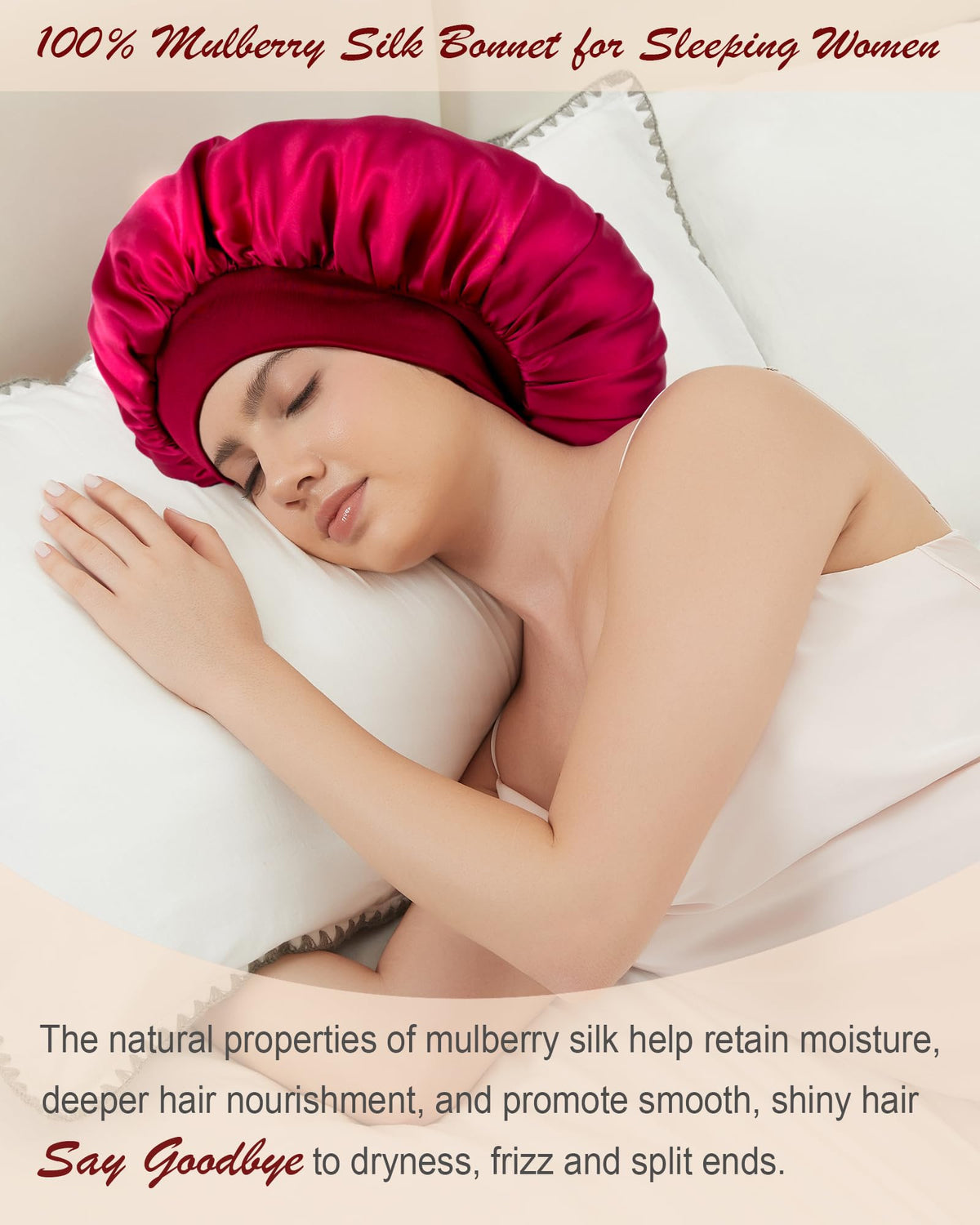 Choshion silk bonnet reversible design shows two style options