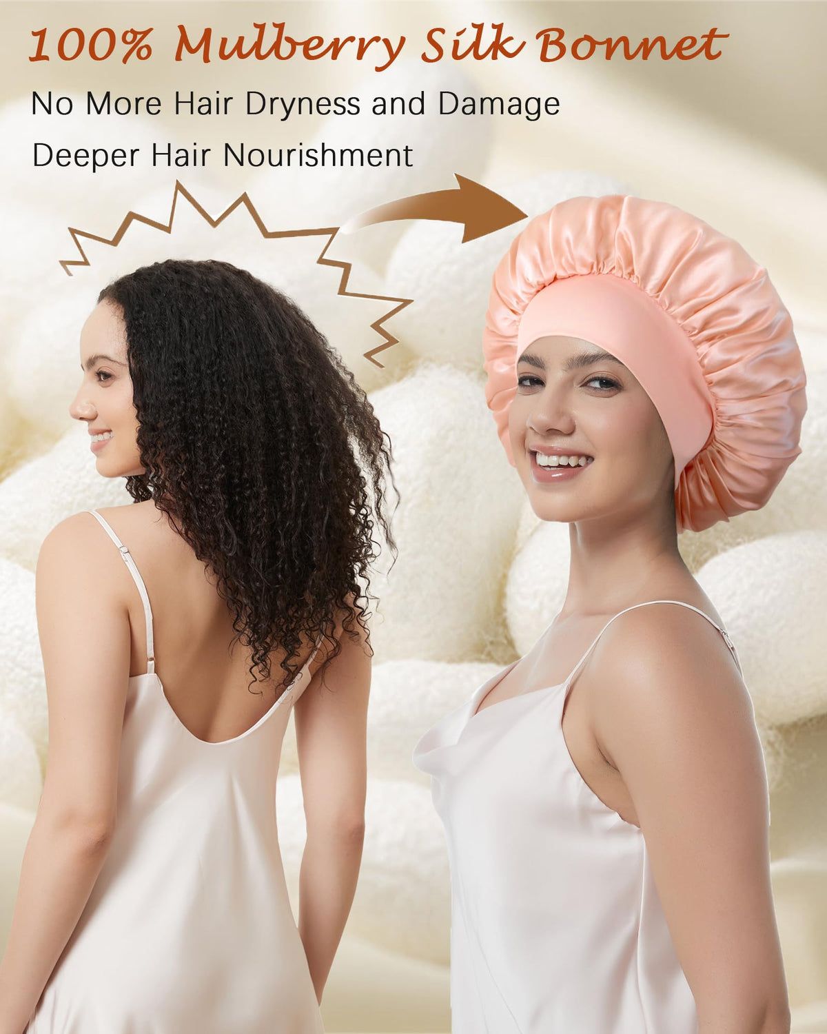 Choshion silk bonnet roomy fit suitable for long curly hair