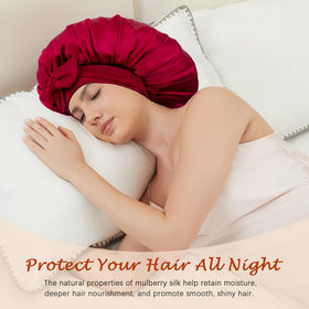 Choshion sleeping bonnet on a model demonstrates comfortable, secure sleep.