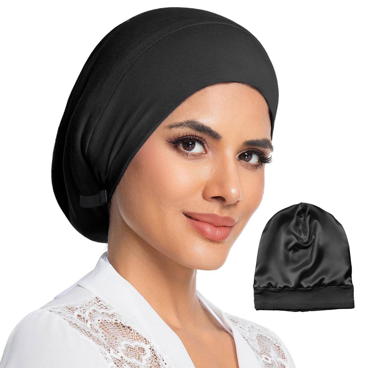Choshion silk-lined bonnet closeup showing gentle frizz control for sleeping hair.