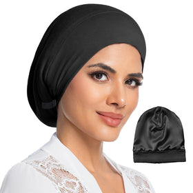Choshion silk-lined bonnet closeup showing gentle frizz control for sleeping hair.