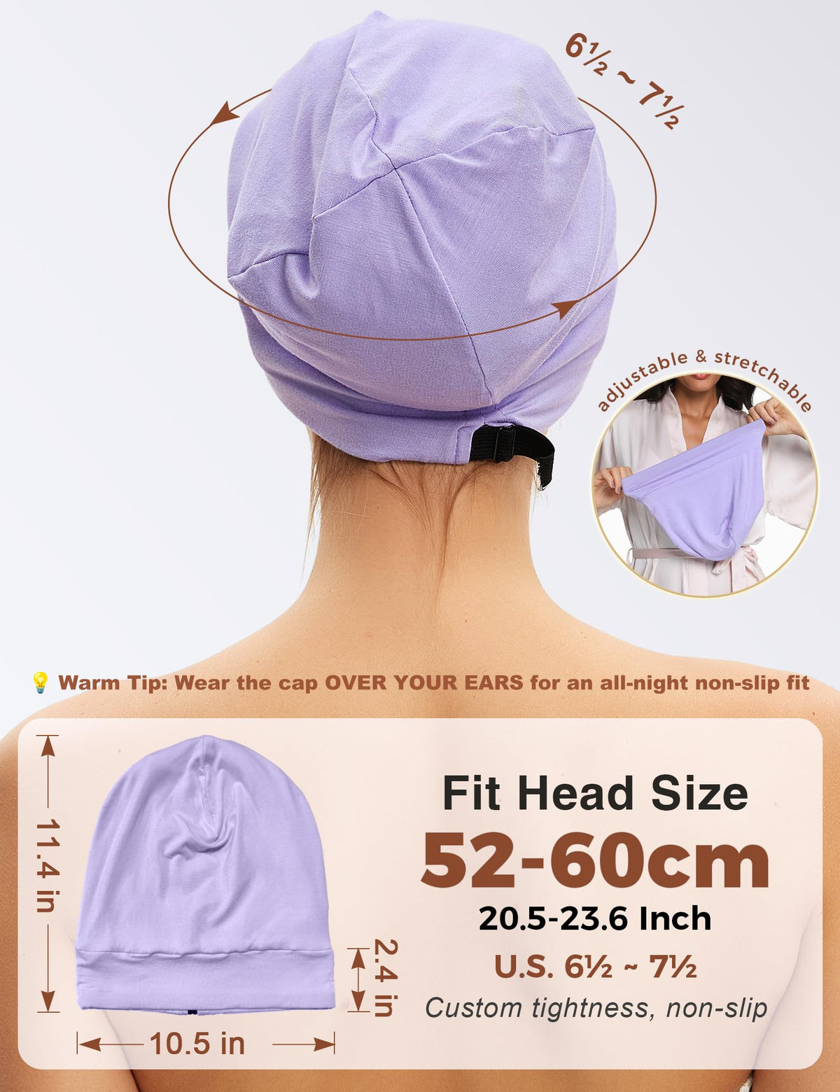 Choshion silk-lined bonnet protects overnight curls and reduces tangles.