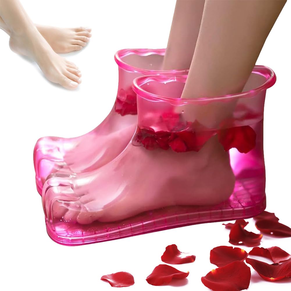Chpbolly massage foot bath shoes in pink, compact foot soak for at-home spa sessions