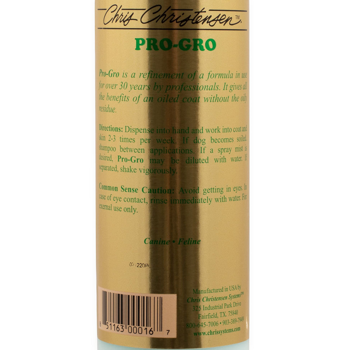 Chris Christensen ProLine Pro-Gro coat shine after use for a smooth finish.